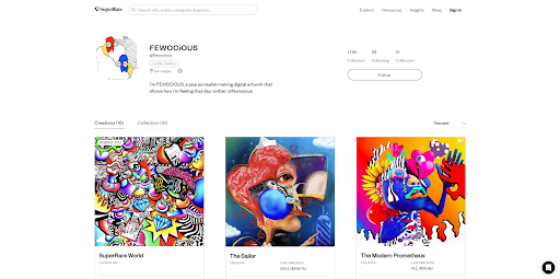 Fewocious's-collection-of-NFTs.-Source:-Screenshot-of-SuperRare.