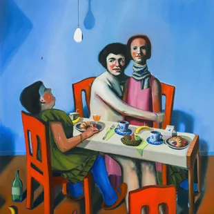 Ivana De Vivanco, Odd Breakfast, 2018 Oil on Canvas 190 X 190 Cm artwork background