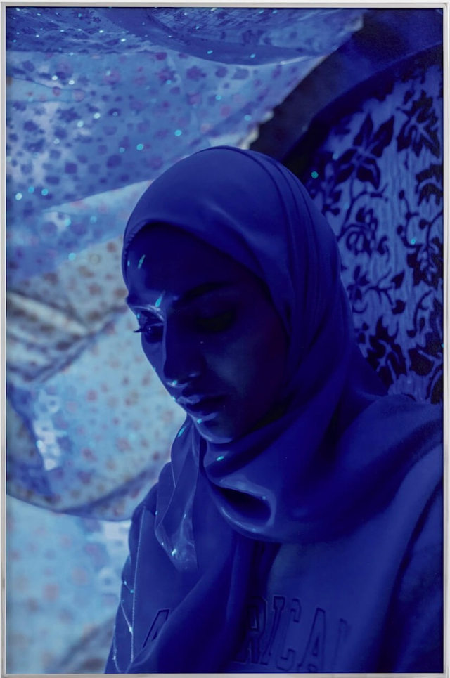 About the Artwork Farah Al Qasimi, Blue Woman, 2022. Archival inkjet print in aluminum artist's frame, Edition of 5, 2AP, 50 x 33 inches (127 x 84 cm.)  by Farah Al Qasimi