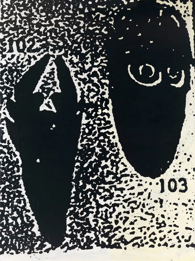 About the Artwork Walter Dahn. Untitled (masks), 1987, Acrylic on Canvas, 230 X 180 Cm  by Walter Dahn