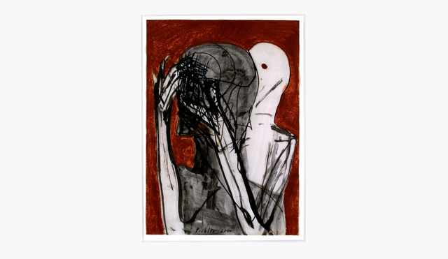 About the Artwork Walter Pichler. Double (bust), 2000. Tempera and Ink on Paper. (30 X 21 Cm)  by Walter Pichler