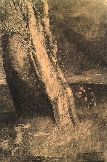 About the Artwork Odilon Redon, Trees Under a Stormy Sky, C. 1880. Charcoal on Paper  by Odilon Redon