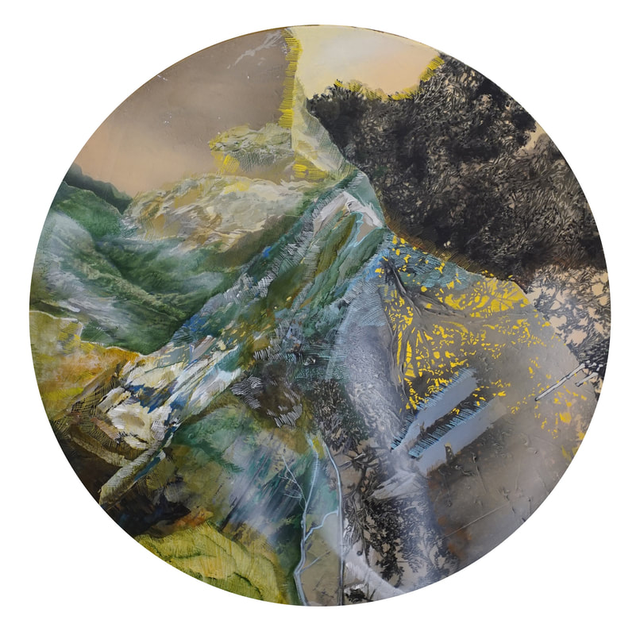 About the Artwork 謝牧岐 Hsieh Mu Chi, 《山脈寫生034》'mountains Painting 034', 2018, 壓克力顏料、畫布 Acrylic on Canvas, 直徑 Diameter 60cm  by Hsieh Mu-Chi