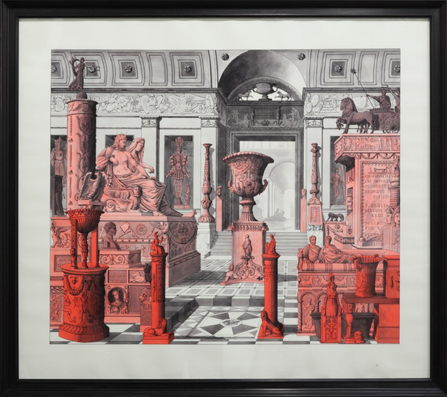 About the Artwork Pablo Bronstein. 'red Objects in a Museum Interior', 2012  by Pablo Bronstein