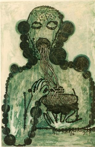 About the Artwork Jiří Georg Dokoupil. Comedor De Spaguettis I. 1996. 100 X 65 Cm. Mixed Media on Canvas  by Jiří Georg Dokoupil