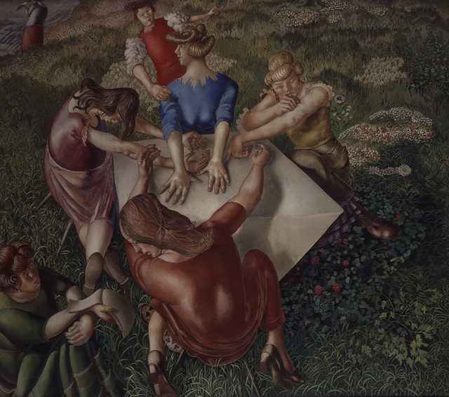 About the Artwork Spencer Stanley Christ Preaching at Cookham Regatta Girls Listening. 1952  by Stanley Spencer