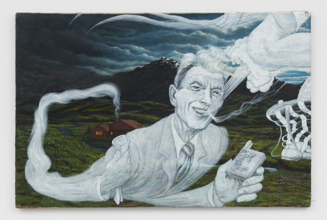 About the Artwork Jim Shaw. the Old Masturbator and the Far Away Hills, 2019. Oil on Canvas. 50.8 X 76.2 Cm  by Jim Shaw