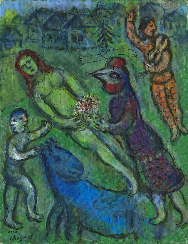 About the Artwork Chagall Marc Nu Vert Au Village, 1980  by Marc Chagall