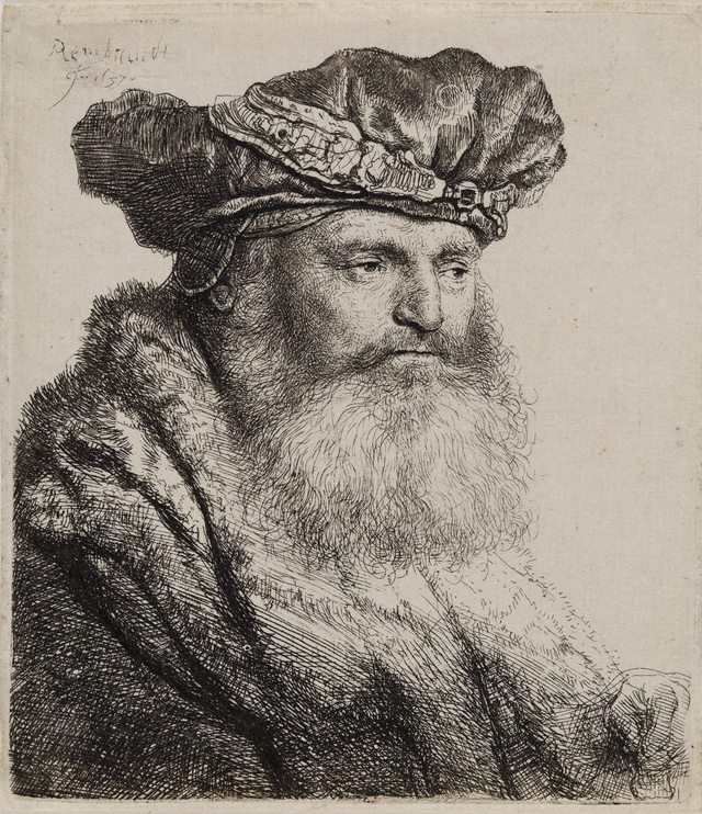 About the Artwork 29578 Rembrandt B313 Bearded Man Velvet Cap Jewel Clasp  by Rembrandt Van Rijn