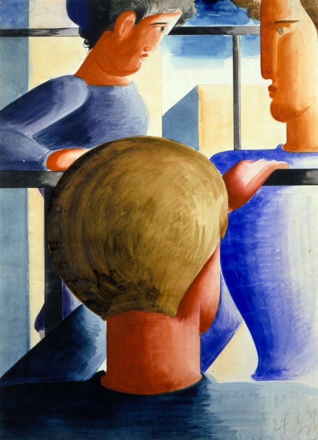 About the Artwork Schlemmer Oskar Three by the Banister. 1931  by Oskar Schlemmer
