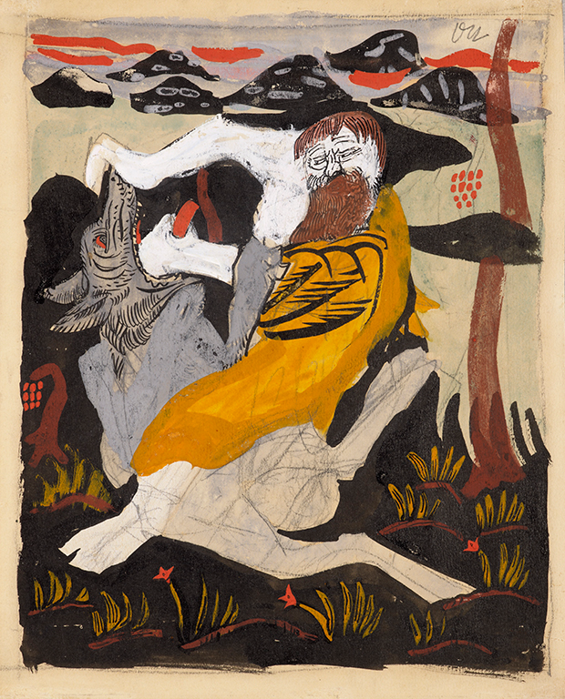 About the Artwork Kokoschka Oskar Man Fighting With a Wolf. 1908  by Oskar Kokoschka