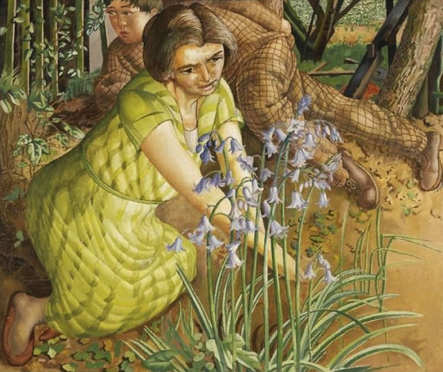 About the Artwork Spencer Stanley Hilda With Bluebells. 1955  by Stanley Spencer