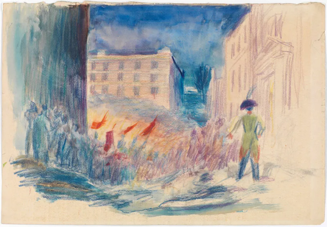 About the Artwork Werner Heldt. Uprising, C. 1928, Watercolour, Oil and Pastel Chalks on Laid Paper, 33.5 X 48.9 Cm  by Werner Heldt