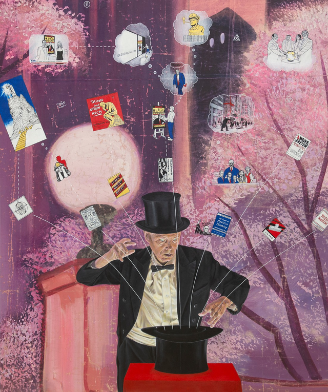 About the Artwork Jim Shaw. Magic Thinking. 2020. Acrylic on Muslin. 119,4 X 101,6  by Jim Shaw