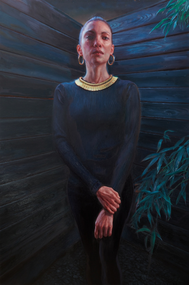 About the Artwork Vincent Valdez  the New Americas #4 (teresita), 2021  Oil on Canvas  95 X 63 X 2 in 241.3 X 160 X 5.1 Cm  by Vincent Valdez