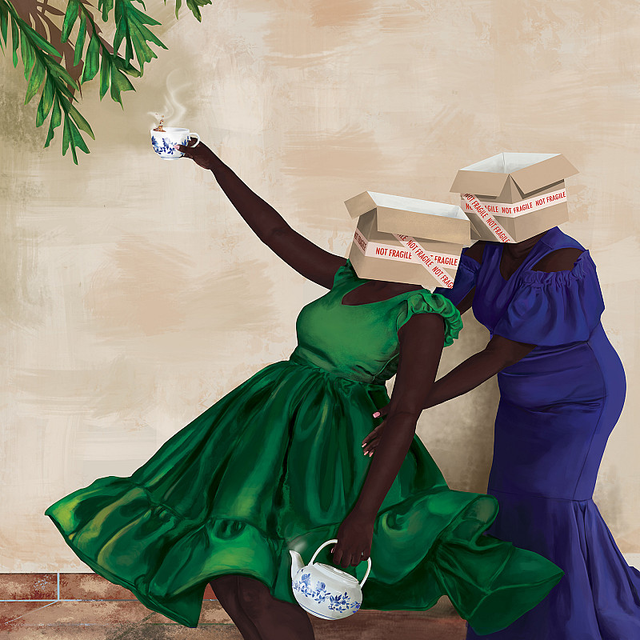 About the Artwork Faith Dresses 2:3 Charlene Komuntale 2023 Digital Painting Archivally Printed on Hahnemuhle Photo Rag Paper 2:3 Image Size  70 X 70 Cm  by Charlene Komuntale