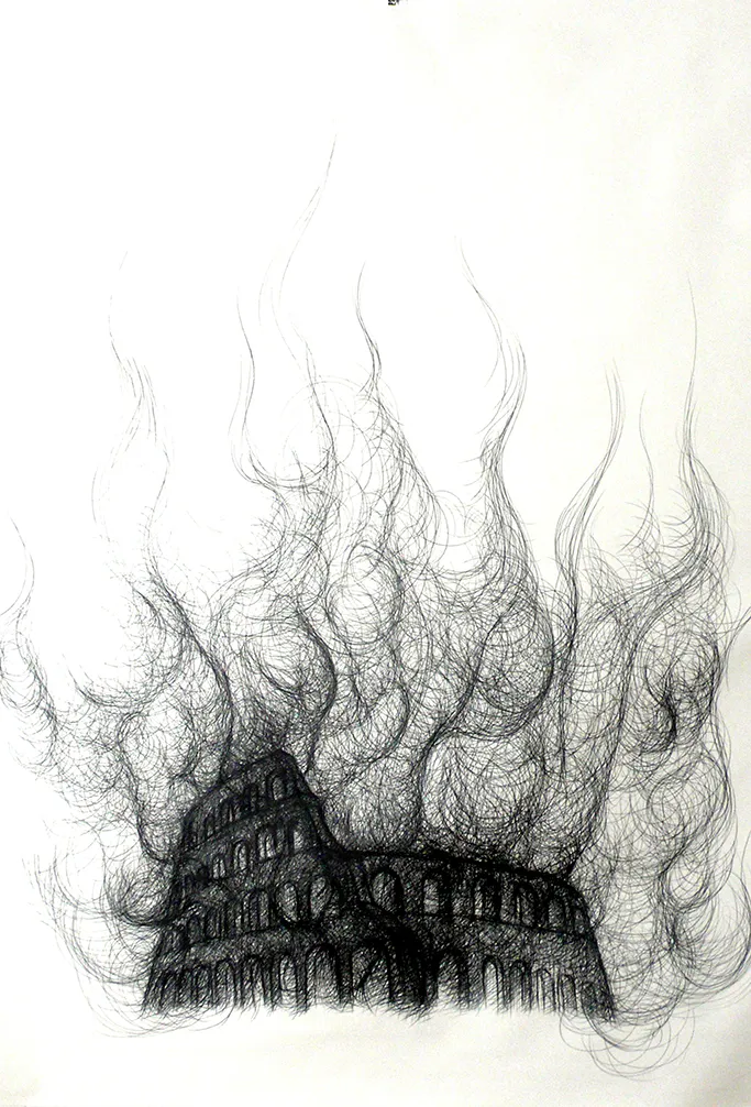 About the Artwork Canevari Paolo. Burning Colosseum. 2007  by Paolo Canevari
